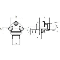 Pumpenflansch RGAD 3 Loch Winkelflansch mit Rohranschluss Hydraulic Master