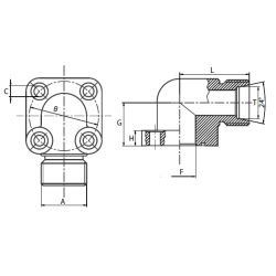 Pumpenflansch RTA 4 Loch Winkelflansch mit Rohranschluss Material: verzinkter Stahl Hydraulic Master