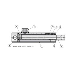 Plunger Zylinder HFRT / TF mit Befestigungsbohrungen 250 bar EW50/EW60/EW700 Contarini