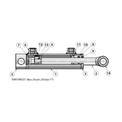 Doppeltwirkende Zylinder HFR / HR / HRF2S 250 bar DW25/16, DW32/20 Contarini