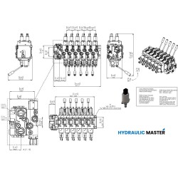 2 x Joysticks Hydraulisches Ventil, 6 Sektionen Proportional - Gleis Waldkran HMLine